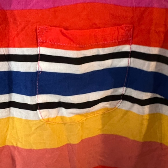 Cynthia Rowley multi colored stripped capped sleeve blouse - Picture 4 of 5